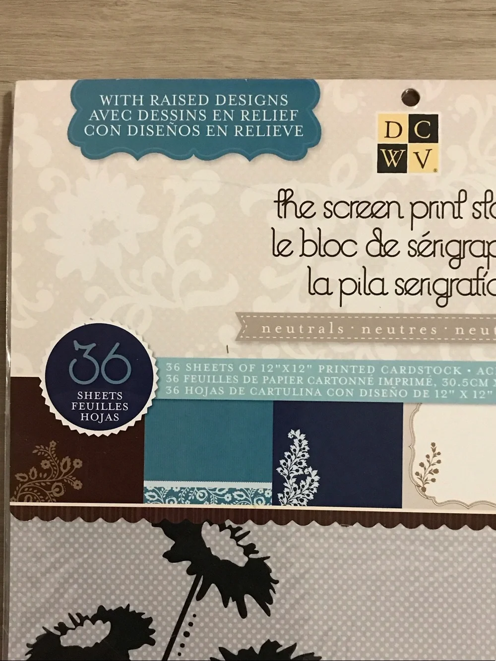 DCWV The Screen Print Stack Neutral Paper Pack with Navy & Brown Accents